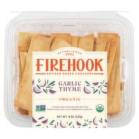 Firehook Garlic Thyme Organic Artisan Baked Crackers, 8 oz