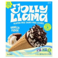 Jolly Llama Gluten-Free Dairy-Free Vanilla Fudge Cones, 4.75 fl oz, 3 count