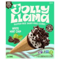 Jolly Llama Gluten-Free Dairy-Free White Mint Chip Cones, 4.75 fl oz, 3 count