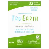 Tru Earth Fragrance Free Ultra Concentrated Laundry Detergent Eco-Strips, 32 loads