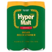 Hyper Malt Original Non Alcoholic Malt Drink, 4 count, 8.45 fl oz