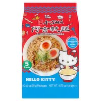 A-Sha Hello Kitty Mandarin Style Dry Noodles with Supercute Soy Sauce, 3.35 oz, 5 count