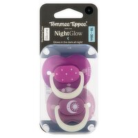 Tommee Tippee Nightglow Sterilizing Case Silicone Pacifiers, 18-36m, 2 Count