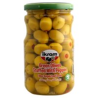 Ikram Green Olives Stuffed with Pepper, 24.70 oz