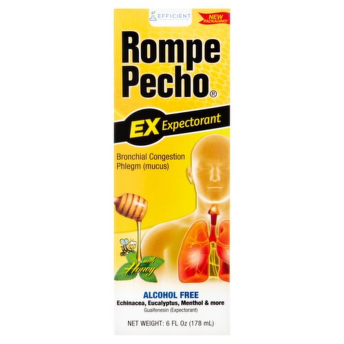 Efficient Rompe Pecho EX Expectorant Liquid with Honey, 6 fl oz