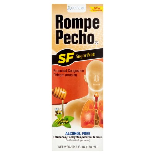 Efficient Rompe Pecho SF Sugar Free Honey Flavor Cough Syrup, 6 fl oz