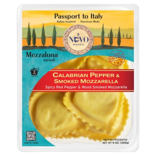 Nuovo Pasta Calabrian Pepper & Smoked Mozzarella Mezzaluna Ravioli Pasta, 9 oz