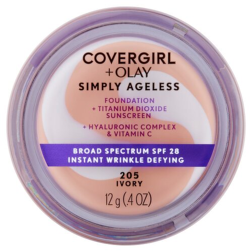 Covergirl + Olay Simply Ageless 205 Ivory Broad Spectrum Foundation, SPF 28, .4 oz