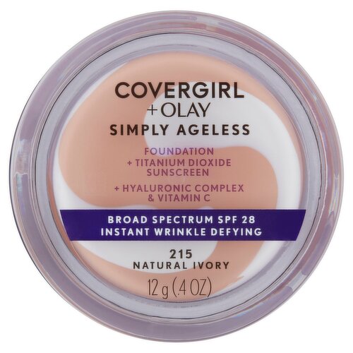 Covergirl + Olay Simply Ageless 215 Natural Ivory Broad Spectrum Foundation, SPF 28, .4 oz