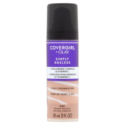 Covergirl + Olay Simply Ageless 220 Creamy Natural 3-in-1 Foundation, 1 fl oz