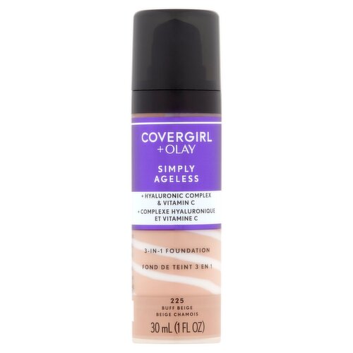 Covergirl + Olay Simply Ageless 225 Buff Beige 3-in-1 Foundation, 1 fl oz