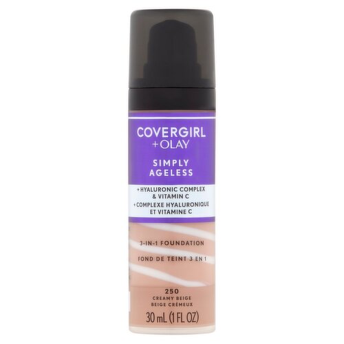 Covergirl + Olay Simply Ageless 250 Creamy Beige 3-in-1 Foundation, 1 fl oz