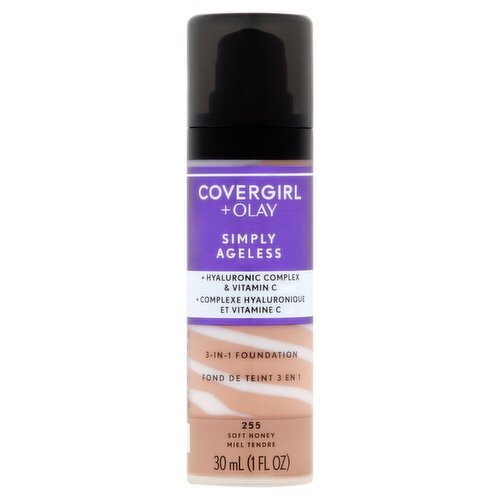 Covergirl + Olay Simply Ageless 255 Soft Honey 3-in-1 Foundation, 1 fl oz