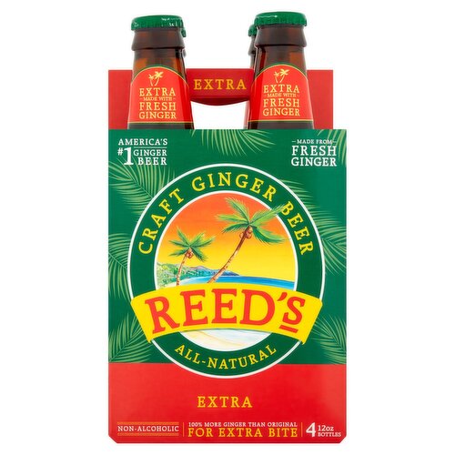 Reed's Extra Craft Ginger Beer, 4 count, 12 oz