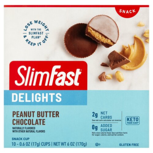 SlimFast Delights Peanut Butter Chocolate Snack Cup, 0.6 oz, 10 count