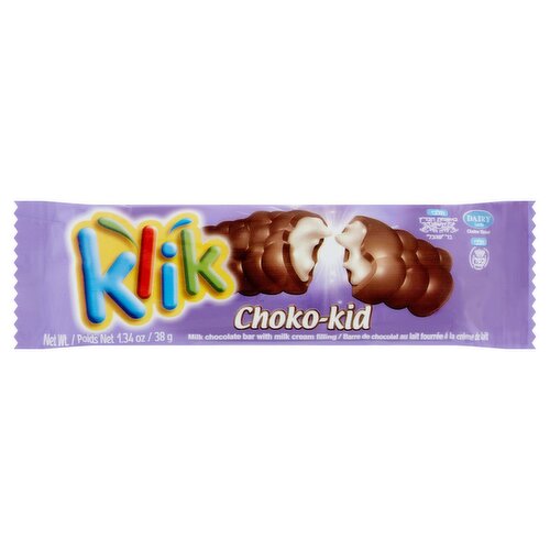 Klik Choko-Kid Milk Chocolate Bar with Milk Cream Filling, 1.34 oz