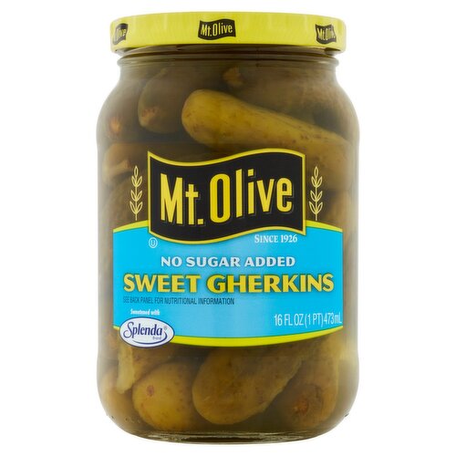 Mt. Olive No Sugar Added Sweet Gherkins, 16 fl oz