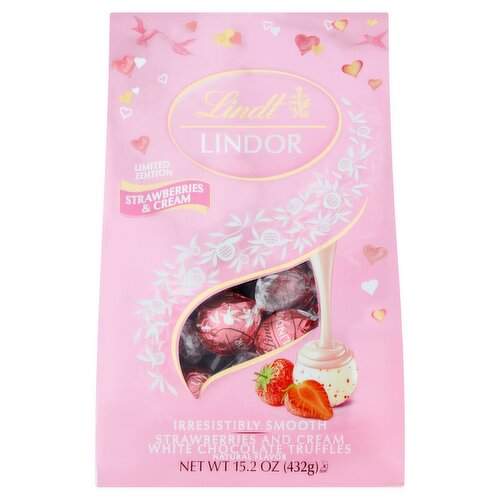 Lindt Lindor Strawberries and Cream White Chocolate Truffles Limited Edition, 15.2 oz