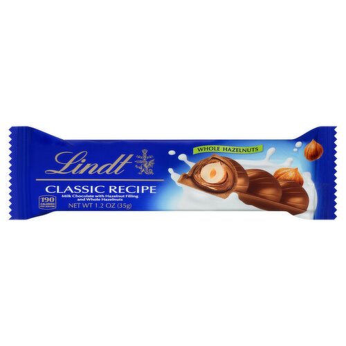 Lindt Classic Recipe Milk Chocolate with Hazelnut Filling and Whole Hazelnuts, 1.2 oz