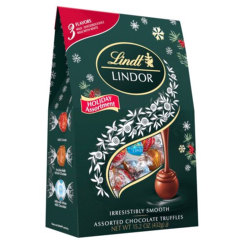 Lindt Lindor Holiday Assortment Assorted Chocolate Truffles, 15.2 oz