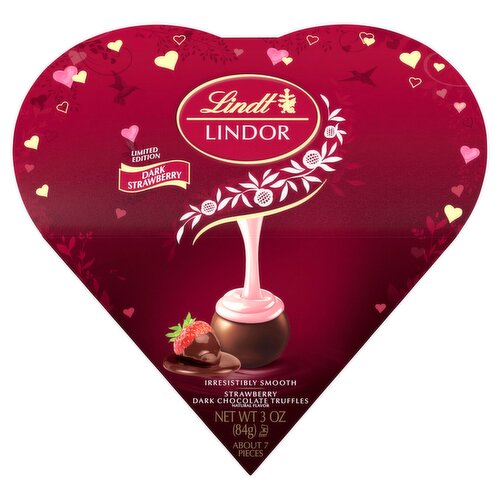 Lindt Lindor Strawberry Dark Chocolate Truffles Limited Edition, 3 oz