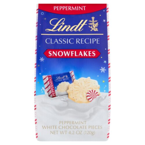 Lindt Classic Recipe Snowflakes Peppermint White Chocolate Pieces, 4.2 oz