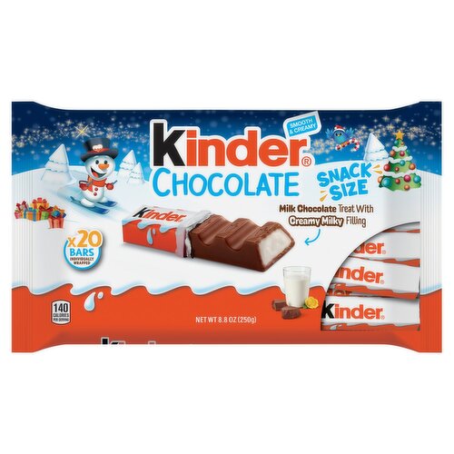 Kinder Smooth & Creamy Chocolate Bars Snack Size, 20 count, 8.8 oz