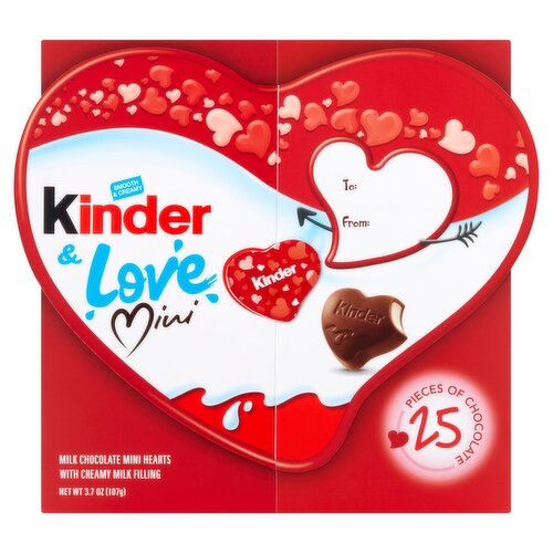 Kinder & Love Mini Milk Chocolate Mini Hearts with Creamy Milk Filling, 25 count, 3.7 oz