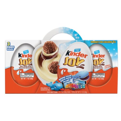 Kinder Joy Treat + Toy Sweet Cream Topped with Cocoa Wafer Bites, .7 oz, 3 count