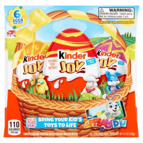 Kinder Joy Sweet Cream Topped with Cocoa Wafer Bites Treat + Toy, .7 oz, 6 count