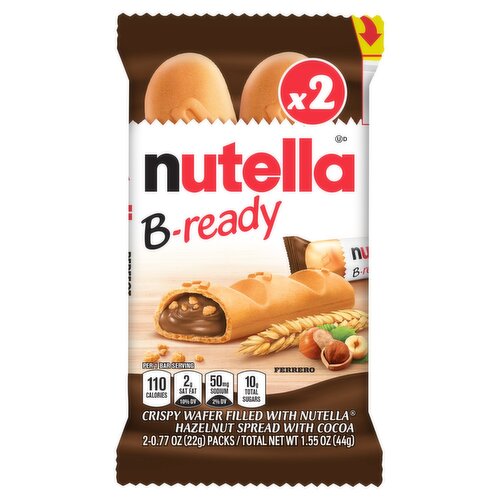 Ferrero Nutella B-Ready Crispy Wafer Filled with Nutella, 0.77 oz, 2 count