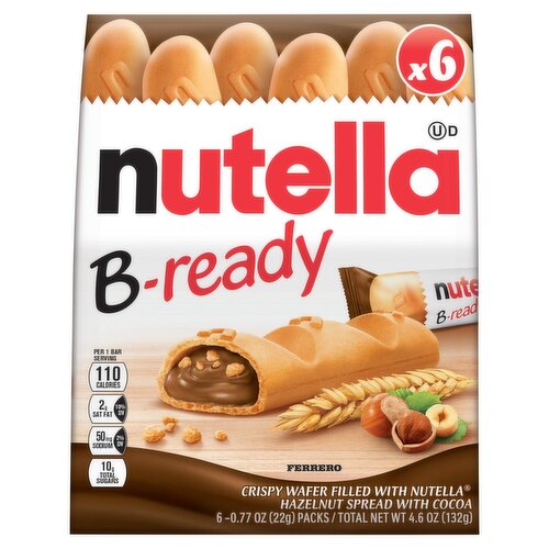 Ferrero Nutella B-ready Crispy Wafer Filled with Nutella, 0.7 oz, 6 count