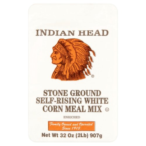 Indian Head Enriched Stone Ground Self-Rising White Corn Meal Mix, 32 oz