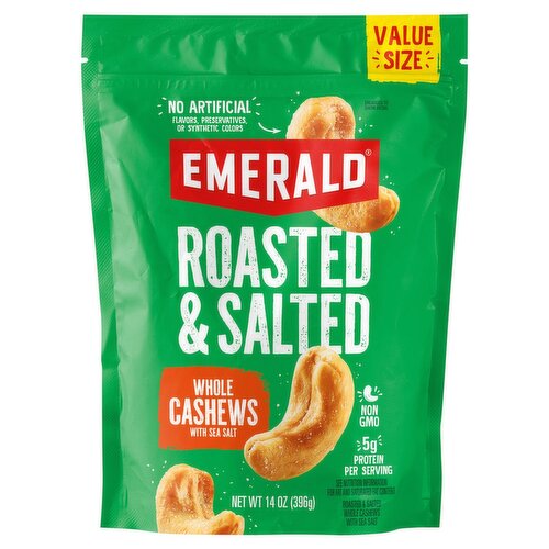 Emerald Roasted & Salted Whole Cashews with Sea Salt Value Size, 14 oz