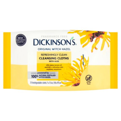 Dickinson's Original Witch Hazel Cleansing Cloths with Aloe, 25 count