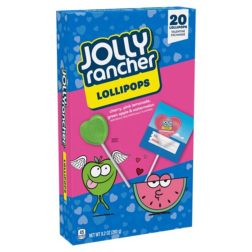 Jolly Rancher Cherry, Pink Lemonade, Green Apple & Watermelon Lollipops, 20 count, 9.2 oz