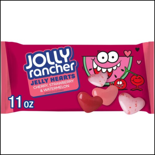 Jolly Rancher Cherry, Strawberry & Watermelon Jelly Hearts Candy, 11 oz