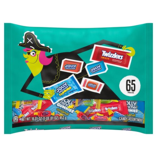 JOLLY RANCHER and TWIZZLERS Assorted Fruit Flavored Halloween Candy Bag, 16.01 oz