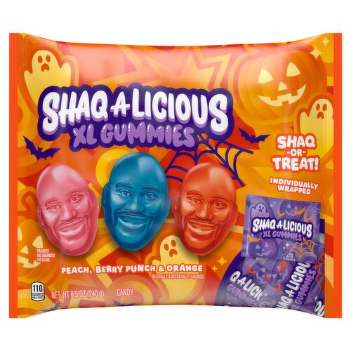 SHAQ-A-LICIOUS XL GUMMIES Original Flavor Snack Size, Halloween Candy Bag, 8.5 oz