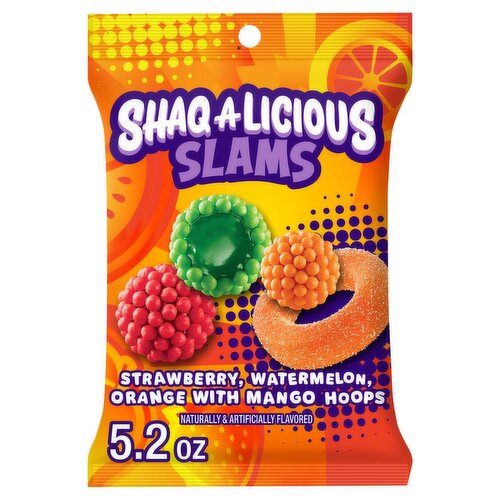 Shaqalicious Slams Strawberry, Watermelon, Orange with Mango Hoops Candy, 5.2 oz