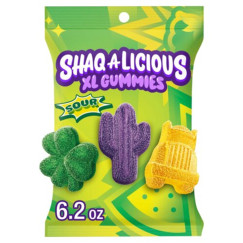 Shaqalicious Sour Green Watermelon, Mixed Berry & Pineapple XL Gummies Candy, 6.2 oz