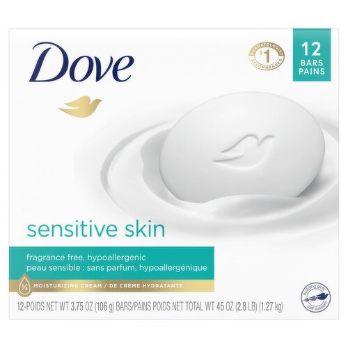 Dove Sensitive Skin Beauty Bar, 3.75 oz, 12 count