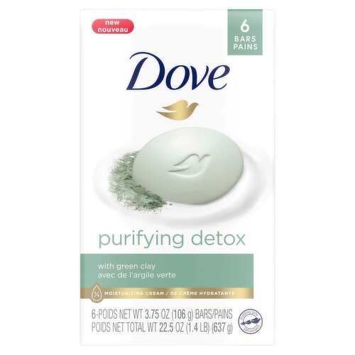 Dove Purifying Detox with Green Clay Beauty Bars, 3.75 oz, 6 count