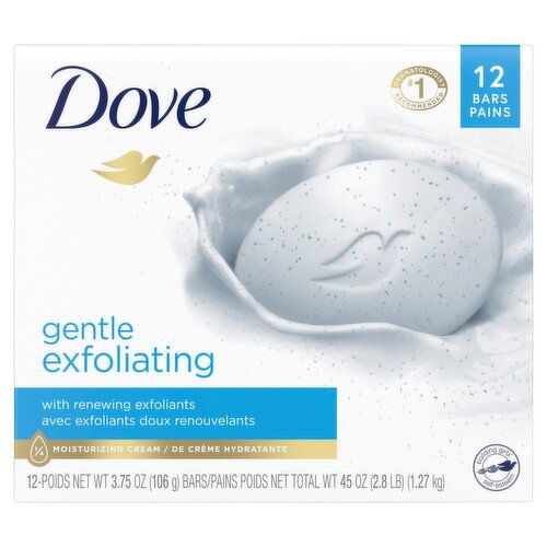 Dove Gentle Exfoliating Bar Soap, 3.75 oz, 12 count