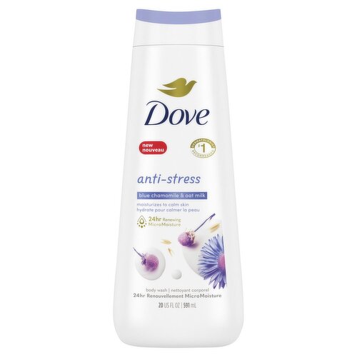 Dove Anti-Stress Blue Chamomile & Oat Milk Body Wash, 20 fl oz