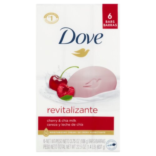 Dove Revitalizante Beauty Bar with Cherry & Chia Milk, 3.75 oz, 6 count