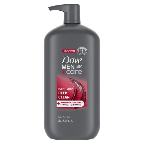 Dove Men + Care Exfoliating Deep Clean Body + Face Wash, 30 fl oz