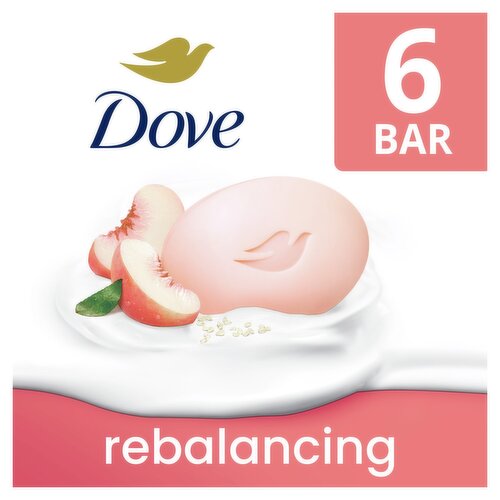 Dove Rebalancing Beauty Bar with White Peach & Rice Milk, 3.75 oz, 6 count