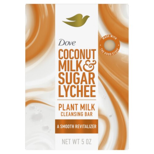 Dove Coconut Milk & Sugar Lychee Plant Milk Cleansing Bar, 5 oz