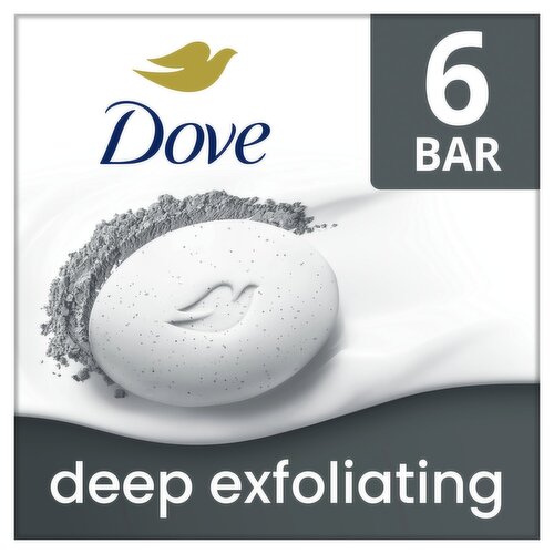 Dove Deep Exfoliating Beauty Bars with Charcoal Powder & Glycerin, 3.75 oz, 6 count